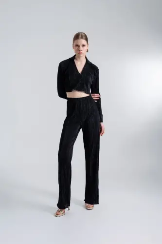 Elastic Waistband Flexible Comfy Pants Black - 4