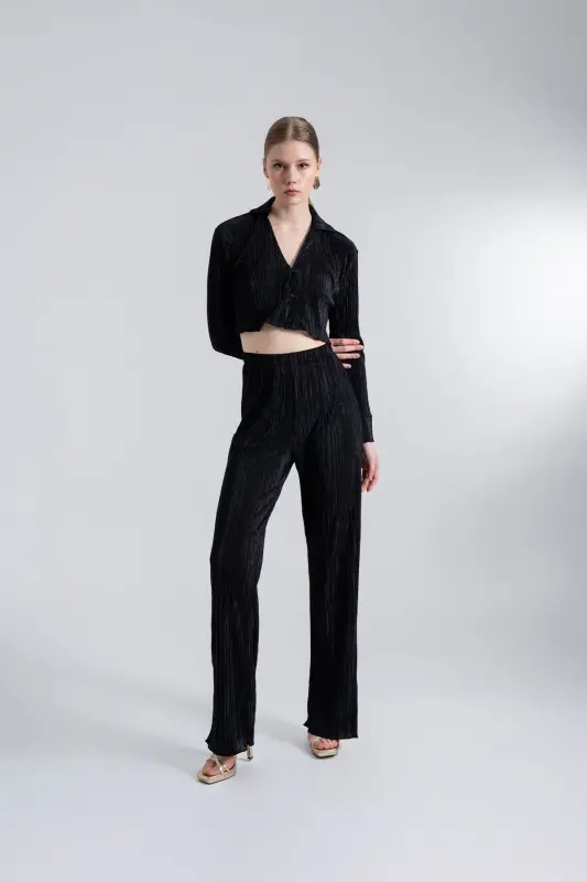 Elastic Waistband Flexible Comfy Pants Black - 4