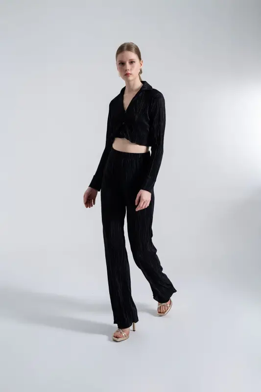 Elastic Waistband Flexible Comfy Pants Black - 6