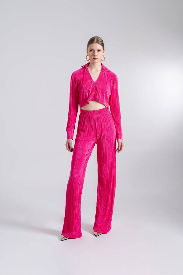 Elastic Waistband Flexible Comfy Pink Pants - 8