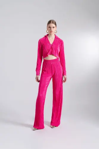 Elastic Waistband Flexible Comfy Pink Pants - 2