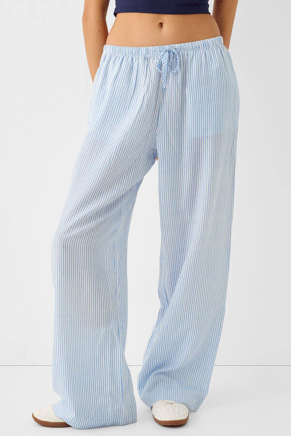 Elastic-waisted straight-fit linen-blend trousers - 1