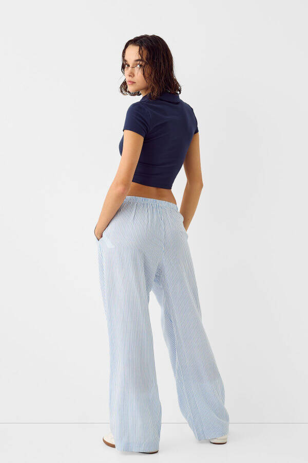 Elastic-waisted straight-fit linen-blend trousers - 4