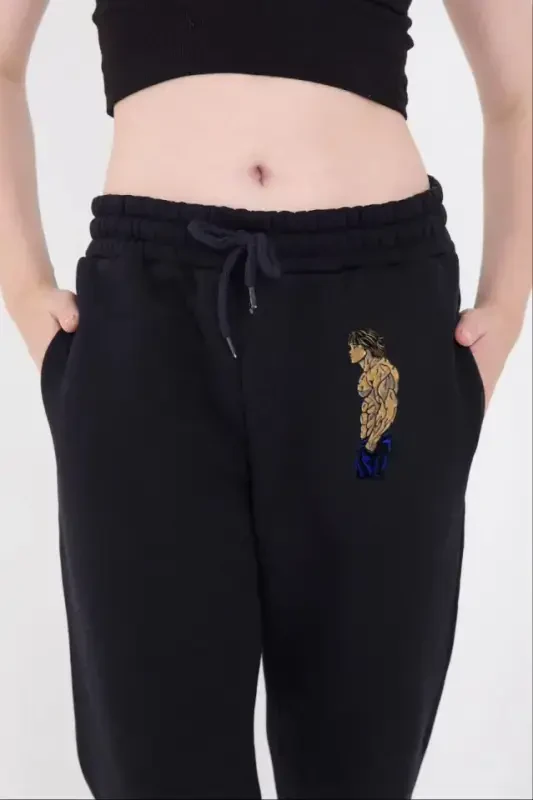 Elasticated Three Thread Printed Sweatpants - Navy Blue - BÜYÜKBEDENIZ