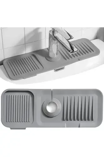 Эластичный коврик для смесителя, держатель для воды, нескользящее основание, органайзер для раковины на кухне и в ванной - 4