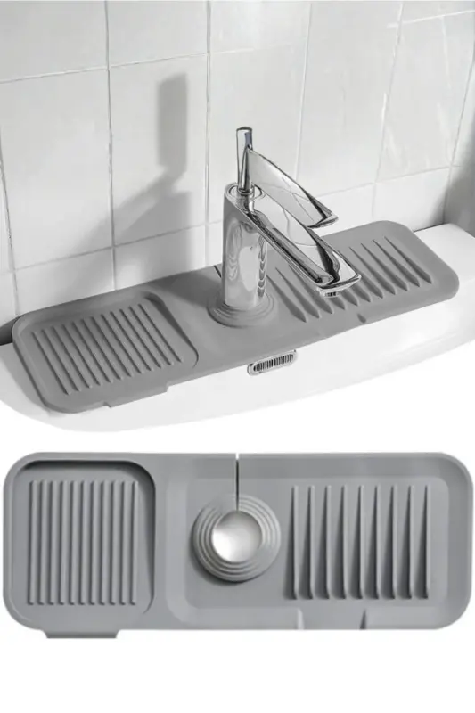 Эластичный коврик для смесителя, держатель для воды, нескользящее основание, органайзер для раковины на кухне и в ванной - 5