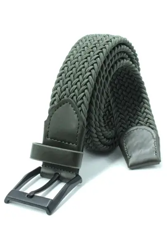 Эластичный Плетеный Ремень 3,5cm Зеленый Резиновый Ремень Unisex-GREEN 