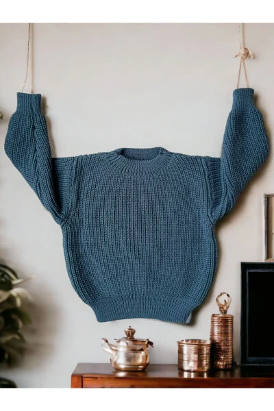 Эластичный трикотажный свитер с воротником-гольфом Oversize унисекс для младенцев и детей 1-5 лет - 5