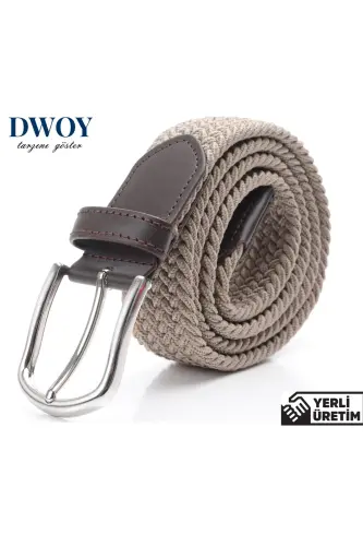 Elastik Bej Örgü Kemer-Bej 