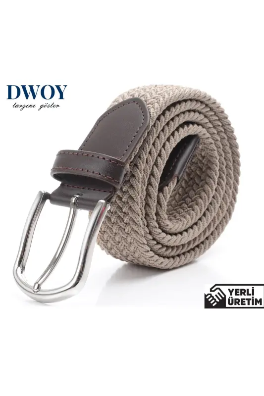 Elastik Bej Örgü Kemer-Bej - DWOY