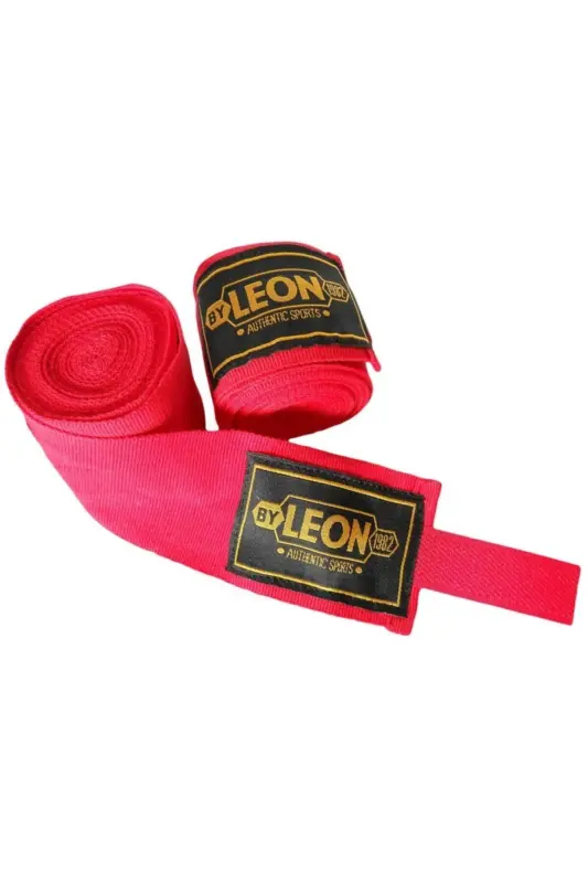 Elastik Boks, Kick Boks Ve Muay Thai Bandajı Özel Dokuma Elastik Bandaj ( Çift ) 3,5 Metre-KIRMIZI - BY LEON 1982