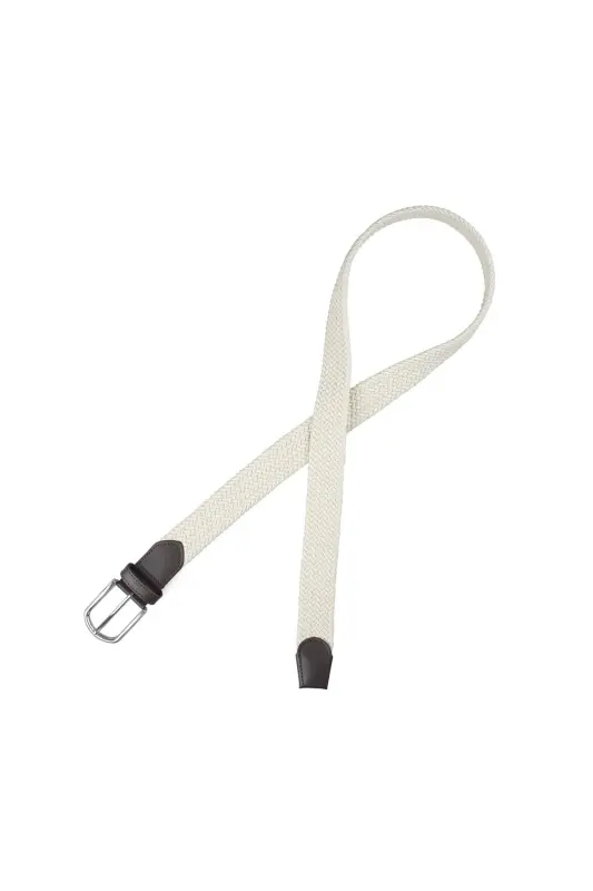 Elastik Örgü Kemer Krem - Krem - 6