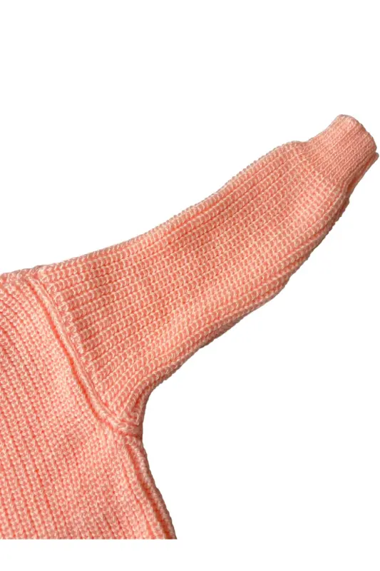 Elastik Trikotaj Sviter Dumaloq Yoqa Oversize Unisex Chaqaloq Bolalar 1-5 Yosh - Shaftoli Pushti - 3