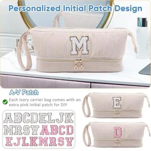 ELCUPA Initial Personalized Hair Dryer Case,Double-Layer Hair Tools Travel Carrying Case for Shark FlexStyle with Hair Dryer Bag- Hair Air Wrap Dryer Case Flat Curling Iron Travel Organizer Gift - 3