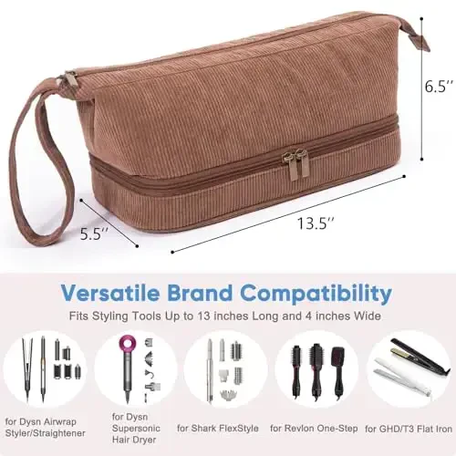 ELCUPA Hair Dryer Case, Double-Layer Hair Tools Travel Carrying Case for Shark FlexStyle/SmoothStyle with Hair Dryer Bag - Hair Air Wrap Dryer Case Flat Curling Iron Travel Organizer - 4