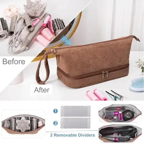 ELCUPA Hair Dryer Case, Double-Layer Hair Tools Travel Carrying Case for Shark FlexStyle/SmoothStyle with Hair Dryer Bag - Hair Air Wrap Dryer Case Flat Curling Iron Travel Organizer - 5