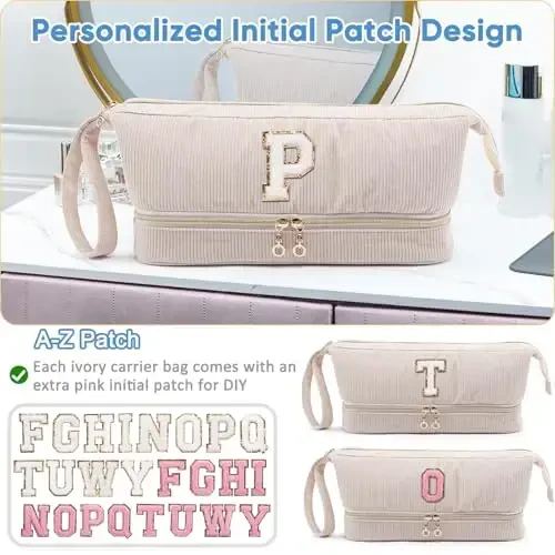 ELCUPA Initial Personalized Hair Dryer Case,Double-Layer Hair Tools Travel Carrying Case for Shark FlexStyle with Hair Dryer Bag- Hair Air Wrap Dryer Case Flat Curling Iron Travel Organizer Gift - 3