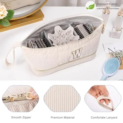ELCUPA Initial Personalized Hair Dryer Case,Double-Layer Hair Tools Travel Carrying Case for Shark FlexStyle with Hair Dryer Bag- Hair Air Wrap Dryer Case Flat Curling Iron Travel Organizer Gift - 5