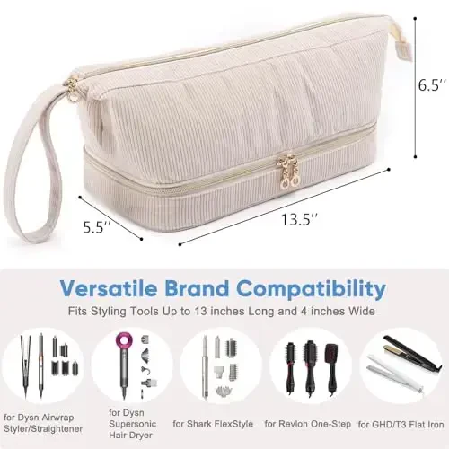 ELCUPA Hair Dryer Case, Double-Layer Hair Tools Travel Carrying Case for Shark FlexStyle/SmoothStyle with Hair Dryer Bag - Hair Air Wrap Dryer Case Flat Curling Iron Travel Organizer - 4