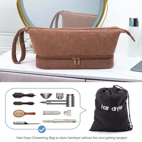 ELCUPA Soch quritgich qutisi, ikki qavatli soch asboblari uchun sayohat sumkasi Shark FlexStyle/SmoothStyle uchun soch quritgich sumkasi bilan - Soch o'rash quritgich qutisi Dazmol Buklama temir Sayohat tashkilotchisi - 3