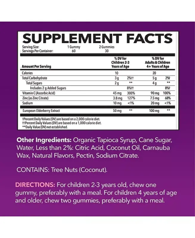 Elderberry Gummies for Kids, Immune System Supplement, Havasu Nutrition, 60ct - 2