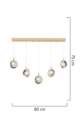 Eldon 5 qatorli 3 rangli 75 Watt oltin kristall LEDli - 5
