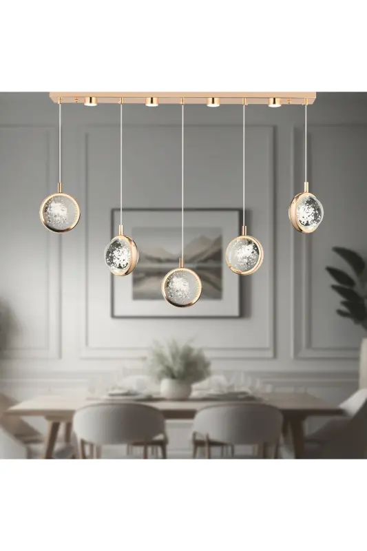 Eldon 5 qatorli 3 rangli 75 Watt oltin kristall LEDli - APLIQA