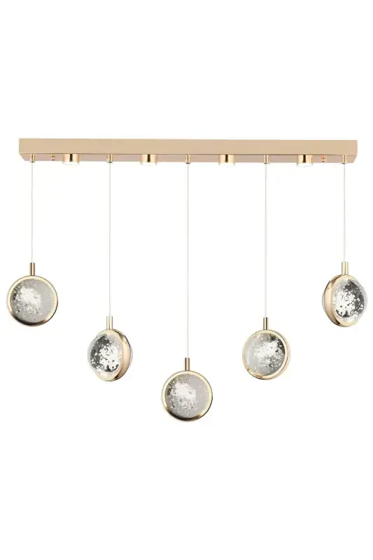 Eldon 5'li Sıralı 3 Renk 75 Watt Gold Kristal Ledli Modern Oturma Odası Salon Sarkıt Avize - 3
