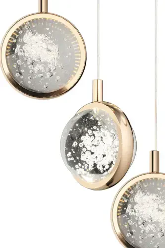 Eldon 5'li Sıralı 3 Renk 75 Watt Gold Kristal Ledli Modern Oturma Odası Salon Sarkıt Avize - 4