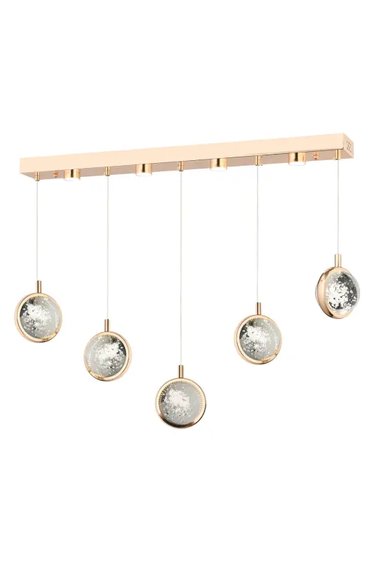 Eldon 5'li Sıralı 3 Renk 75 Watt Gold Kristal Ledli Modern Oturma Odası Salon Sarkıt Avize - 3