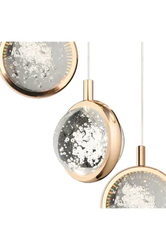 Eldon 5'li Sıralı 3 Renk 75 Watt Gold Kristal Ledli Modern Oturma Odası Salon Sarkıt Avize - 4