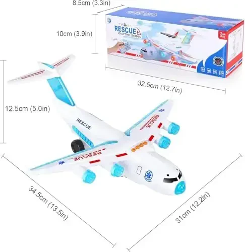 ele ELEOPTION Kids Transport Airplane Toy Aeroplane Infrared Remote Control Plane Toys with Lights and Music for for 3 4 5 6 7 8 Year Old Toddlers Girls Boys White Color - 6