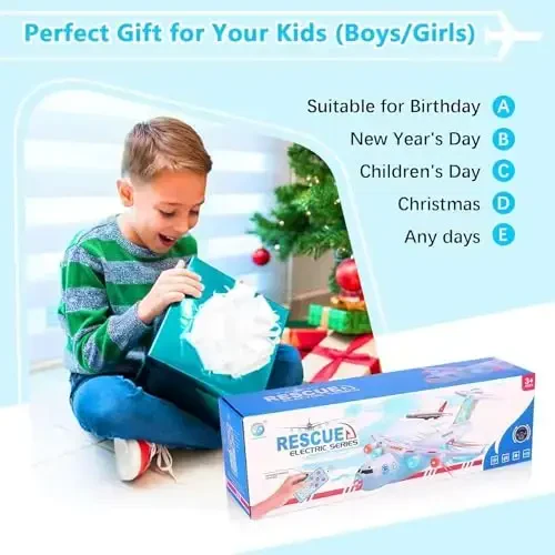 ele ELEOPTION Kids Transport Airplane Toy Aeroplane Infrared Remote Control Plane Toys with Lights and Music for for 3 4 5 6 7 8 Year Old Toddlers Girls Boys White Color - 7