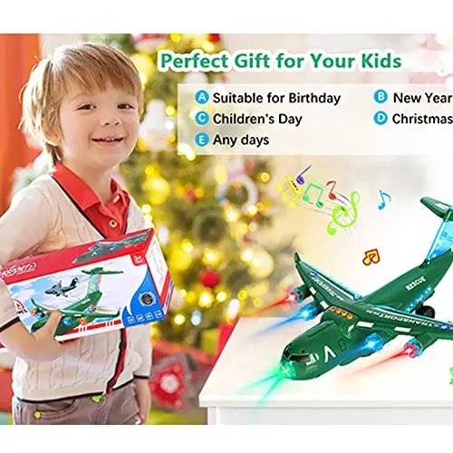 ele ELEOPTION Transport Airplane Toy Aeroplane Infrared Remote Control Plane Toys with Lights and Music for 3 4 5 6 7 8 Year Old Boys Girls Kids Toddlers Gift Army Green - 2