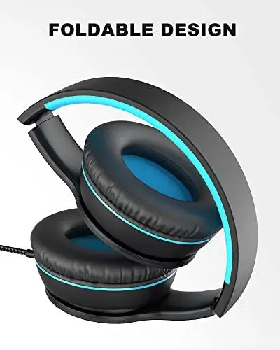 ELECDER i45 Headphones Wired, On-Ear Kids Headphones with 1.5M No-Tangle Cord, Foldable Portable Stereo 3.5mm Headset for School Kids Teens, Smartphones Tablet Computer Laptop, Airplane Travel, Black - 4