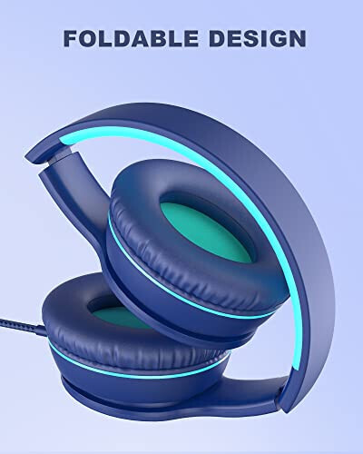ELECDER i45 Kids Headphones Wired, On-Ear Headphones for School Teens, Blue | Foldable Portable, 1.5M Cord Headphone Stereo Aux Jack 3.5mm Headset for Smartphones Chromebook Computer PC Airplane Travel - 9