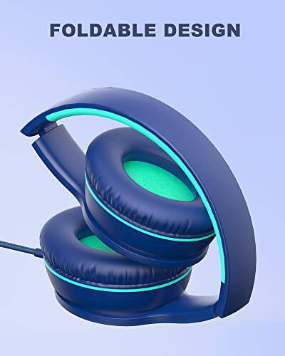 ELECDER i45 Kids Headphones Wired, On-Ear Headphones for School Teens, Blue | Foldable Portable, 1.5M Cord Headphone Stereo Aux Jack 3.5mm Headset for Smartphones Chromebook Computer PC Airplane Travel - 3