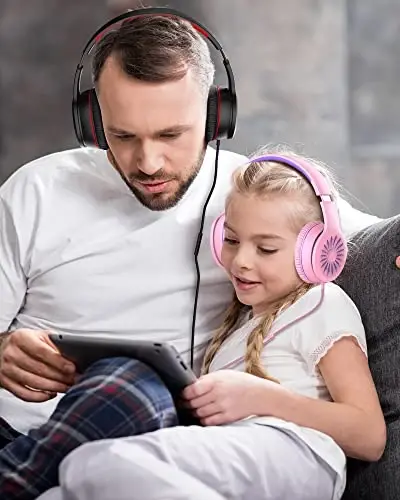 ELECDER i45 Mikrofonli On-Ear Naushniklar - O'ralashmaydigan 1.5M simli, 3.5MM Jekli, Maktab/Bolalar/O'smirlar/Smartfonlar/Sayohat/Planshet uchun Portativ Simli Naushniklar bilan Katlanadigan Stereo Bass Naushniklar - Qizil - 6