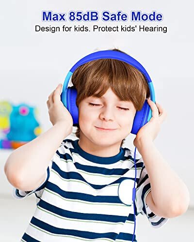 ELECDER Kids Headphones, S8 Wired Headphones for Kids with Microphone for Boys Girls, Adjustable 85dB/94dB Volume Limited (Navy/Blue) - MODAZONE (1)