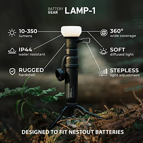 ELECOM NESTOUT 15000mAh Outdoor Power Bank + 2-Panel Solar Panel Charger + LAMP-1 LED 300 Lumen Soft Lantern - Black - 5