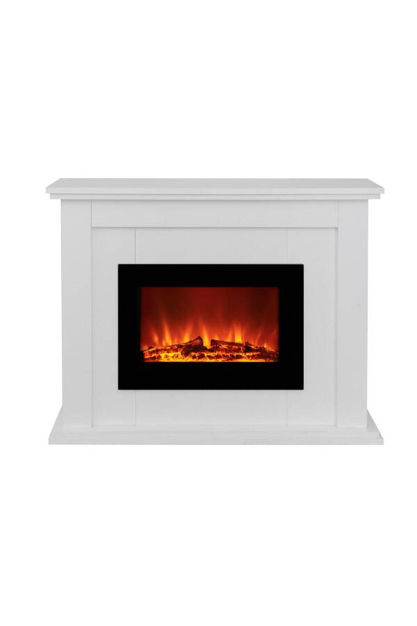 Electric 100 Cm Cream Case Single Color Fireplace Without Heating - 2