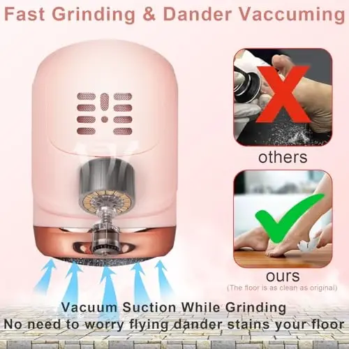Electric Callus Remover for Feet (with Dander Vacuum Cleaner), Rechargeable Foot Callus Remover Pedicure Tools Foot File, Professional Foot Care Kit Deadskin Remover with 9Heads&2Speed,LCD Display - 2
