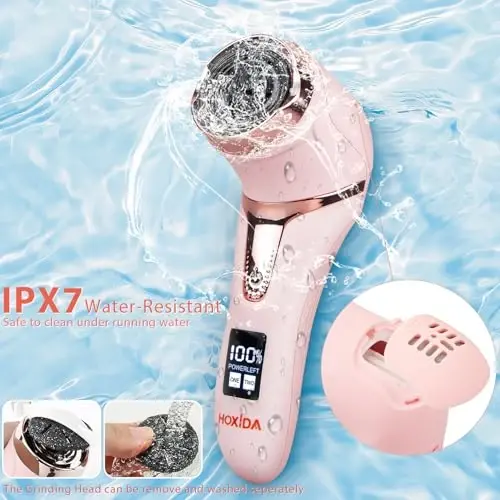 Electric Callus Remover for Feet (with Dander Vacuum Cleaner), Rechargeable Foot Callus Remover Pedicure Tools Foot File, Professional Foot Care Kit Deadskin Remover with 9Heads&2Speed,LCD Display - 6