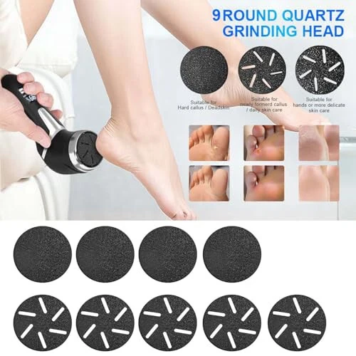 Electric Callus Remover for Feet (with Dander Vacuum), Portable Pedicure Kit Foot File Callus Remover, Rechargeable Waterproof Foot File for Foot Care Deadskin Remover with 9Head&LCD Display - 3