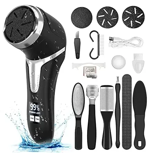 Electric Callus Remover for Feet with Vacuum, Professional Pedicure Tools Kit, Rechargeable Waterproof Foot File for Foot Care Deadskin Remover with 3Heads&2Speed,LCD Display - 1
