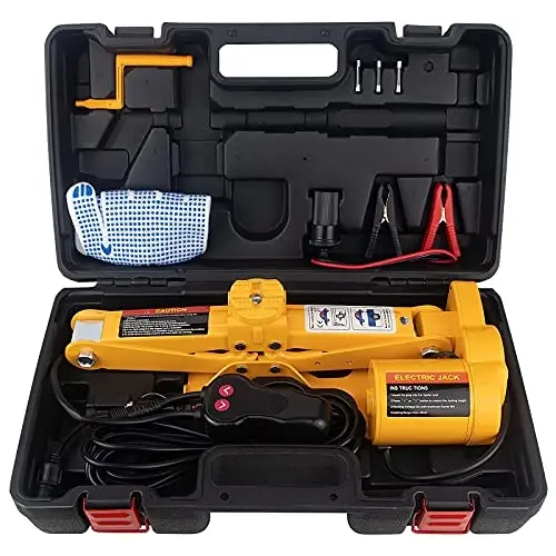 Electric Car Jack 2 Ton 12V Avtomobil SUV shinalarini almashtirish uchun saqlash qutisi bilan elektr qaychi uyasi (ko'tarish diapazoni: 4,72~14,57 dyuym) 