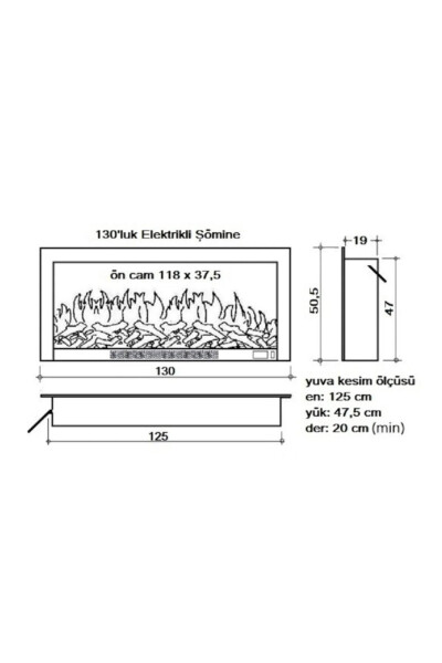 Electric Fireplace Insert with Sound Effects 130 Cm 1800 W Domestic Production - 7