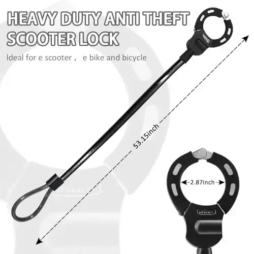 Electric Scooter Lock,Scooter Locks Anti Theft,14mm Thick for E-Scooter, Electric Bike, Bicycle, Motorbikes - 2