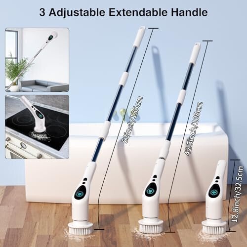 Electric Spin Scrubber, Electric Spin Cordless Tub and Tile Scrubber with Voice Broadcasting 3 Speed 9 Replaceable Clean Heads Power Spin Scrubbers - 4