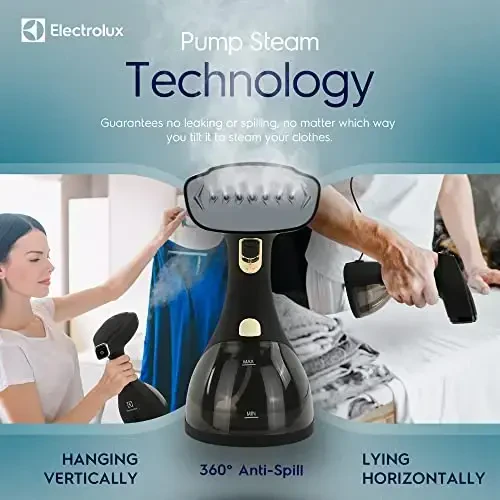 Electrolux Steamer for Clothes, 1500 Watt Portable Handheld Fabric and Garment Steamer with Lint Remover & Fabric Brush, Ultra-Fast Heat Up, 18 Min Continuous Steam for Powerful Wrinkle Remover, Black - 3